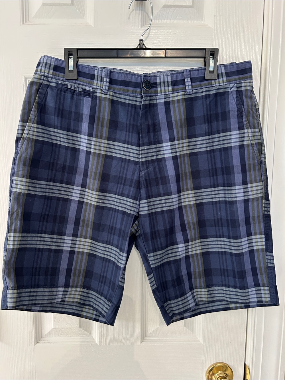 Tommy Hilfiger Blue Plaid Flat Front Men's Shorts